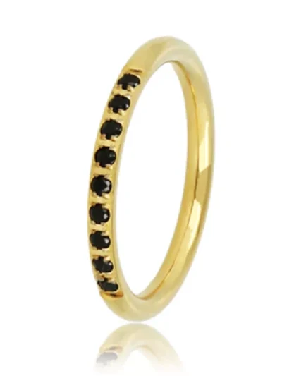 My Bendel My Bendel Ring zwarte zirkonia steentjes | Goud