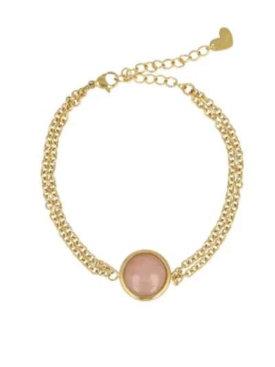 My Bendel My Bendel Rose quartz dubbele armband | Goud