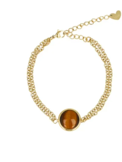 My Bendel My Bendel Tiger eye dubbele armband | Goud