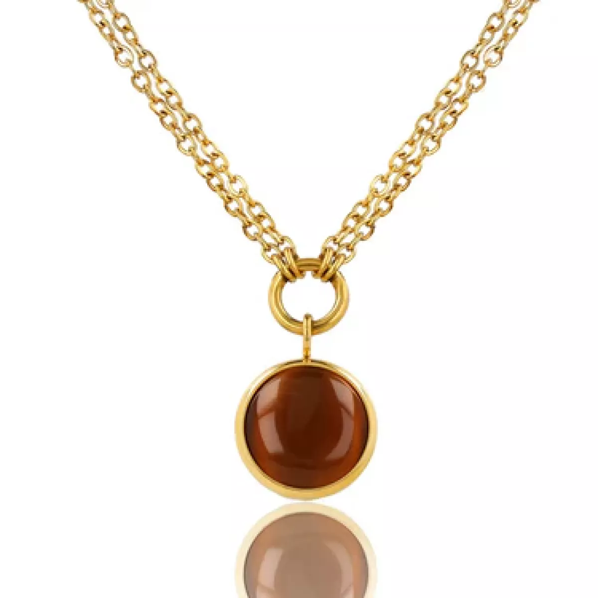 My Bendel My Bendel Tiger eye dubbele ketting | Goud