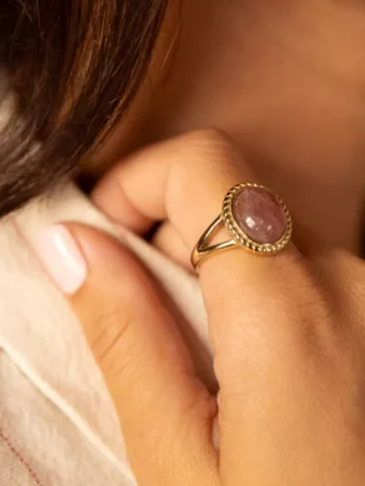 My Bendel My Bendel Vintagering met Berry Quartz | Goud