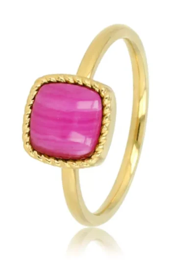 My Bendel My Bendel Zegelring Rose Stripe Agate | Goud