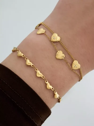 Yehwang Yehwang Multi heart armband | Goud