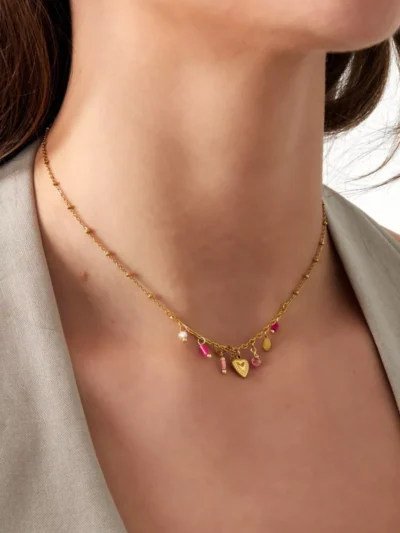 Yehwang Yehwang Pink fiesta ketting | Zilver