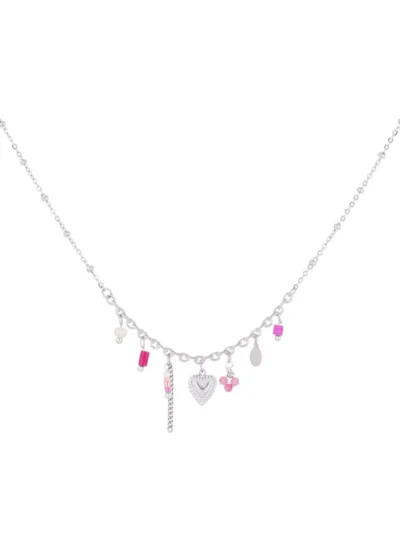 Yehwang Yehwang Pink fiesta ketting | Zilver