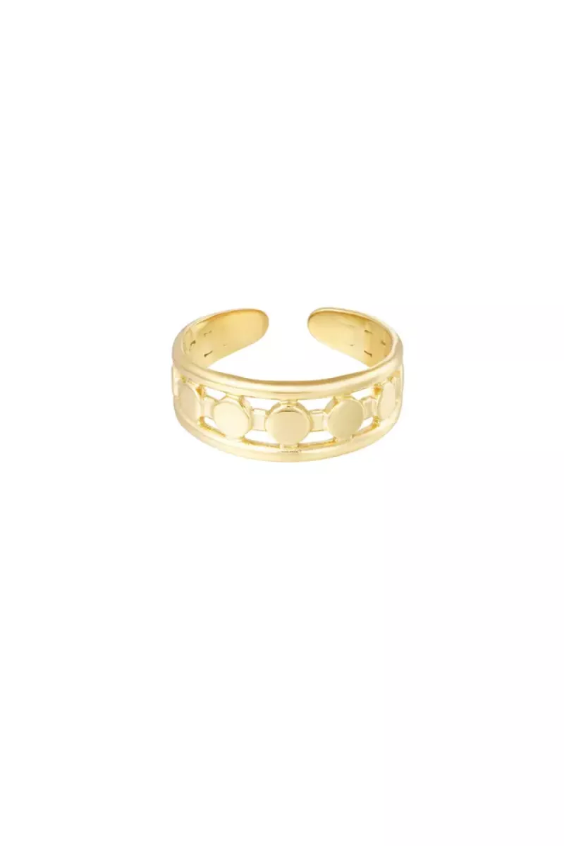 Yehwang Ring lijnen met dots | Goud 1 Yehwang Yehwang Ring lijnen met dots | Goud