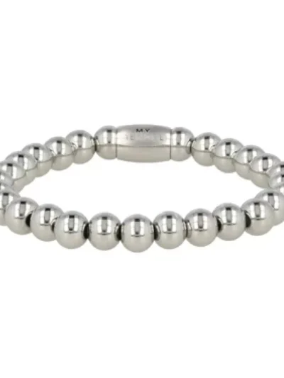 My Bendel My Bendel Elastische armband grote bol | Zilver