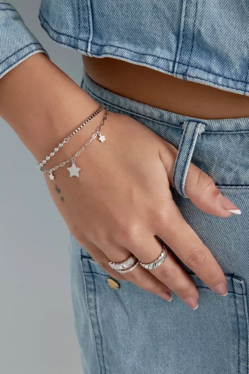 Yehwang Dubbele armband shine bright | Zilver 2 Yehwang Yehwang Dubbele armband shine bright | Zilver