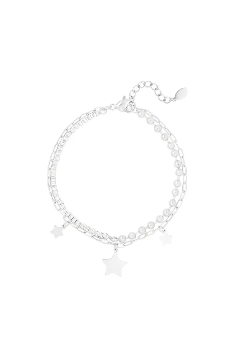 Yehwang Dubbele armband shine bright | Zilver 1 Yehwang Yehwang Dubbele armband shine bright | Zilver