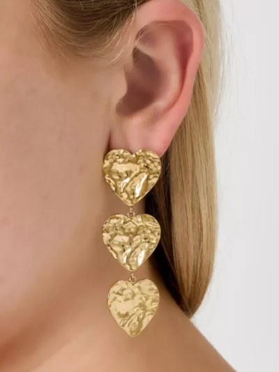 Yehwang Yehwang Oorbellen drie hartjes | Goud