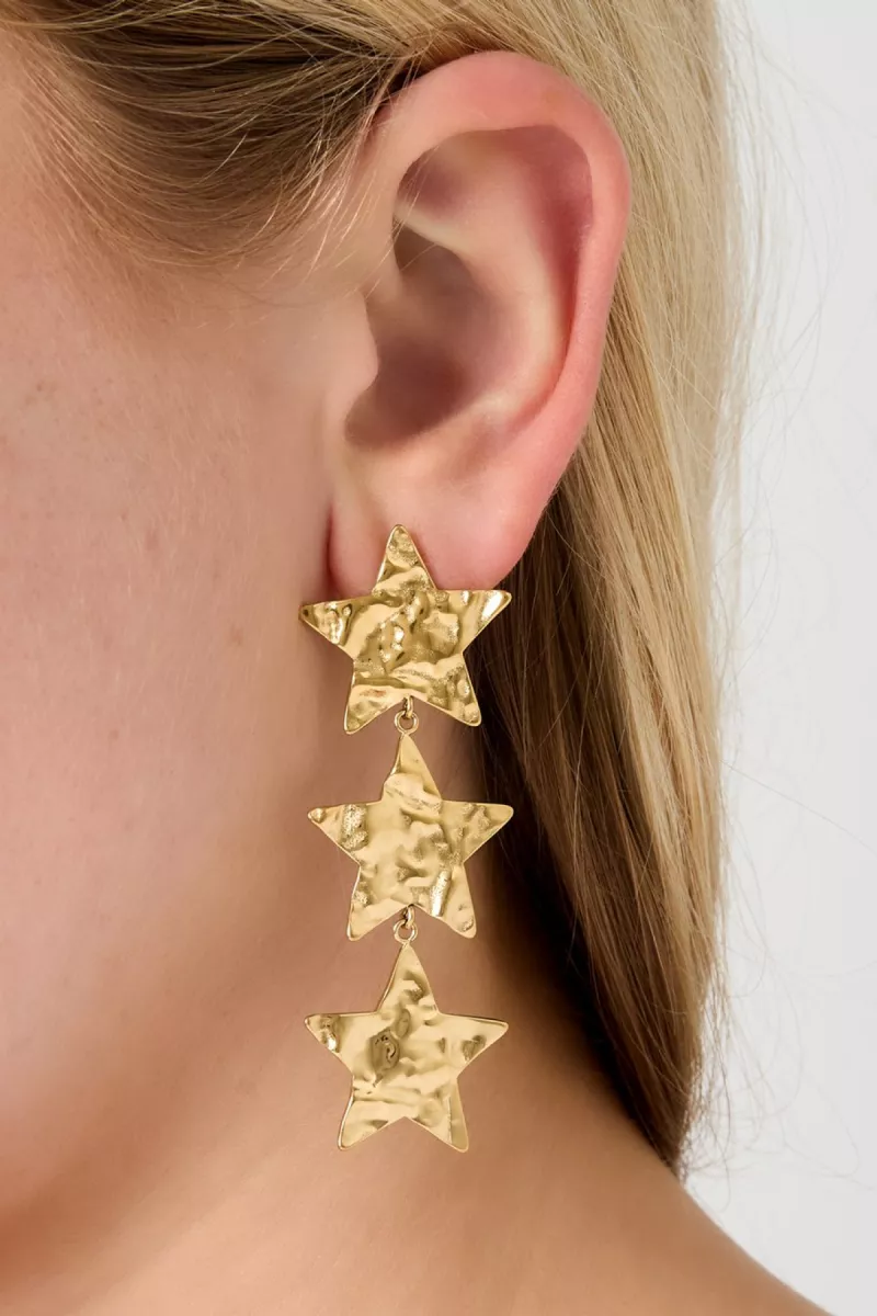 Yehwang Oorbellen drie sterren | Goud 2 Yehwang Yehwang Oorbellen drie sterren | Goud