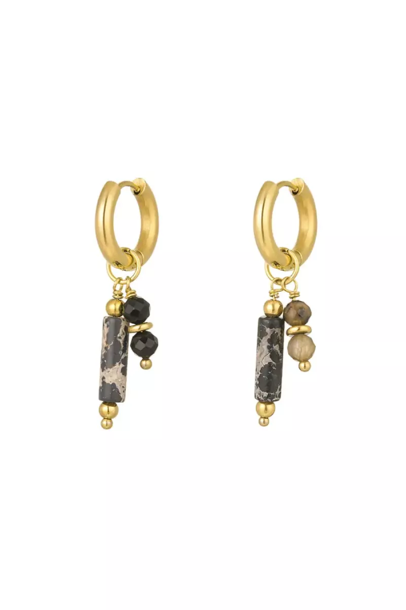 Yehwang Oorbellen natuursteen bedels | Goud 1 Yehwang Yehwang Oorbellen natuursteen bedels | Goud