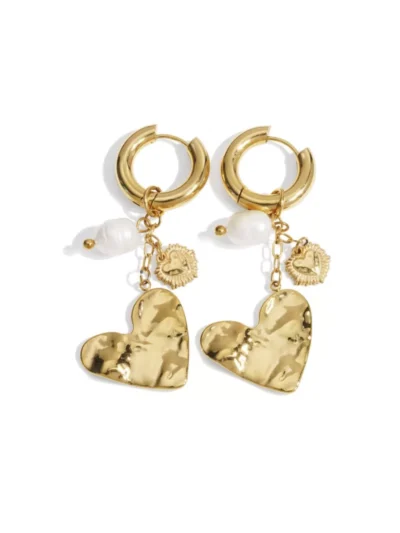 Yehwang Yehwang Oorbellen roestvrijstaal hart | Goud