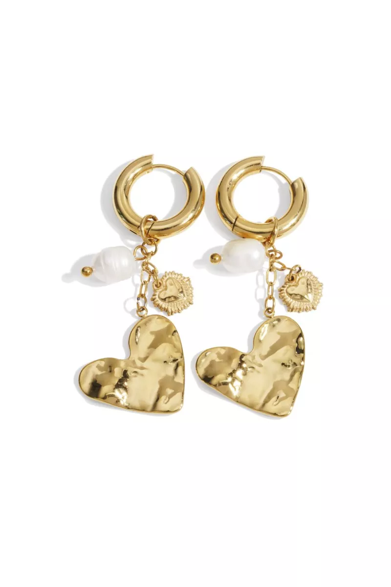 Yehwang Oorbellen roestvrijstaal hart | Goud 1 Yehwang Yehwang Oorbellen roestvrijstaal hart | Goud