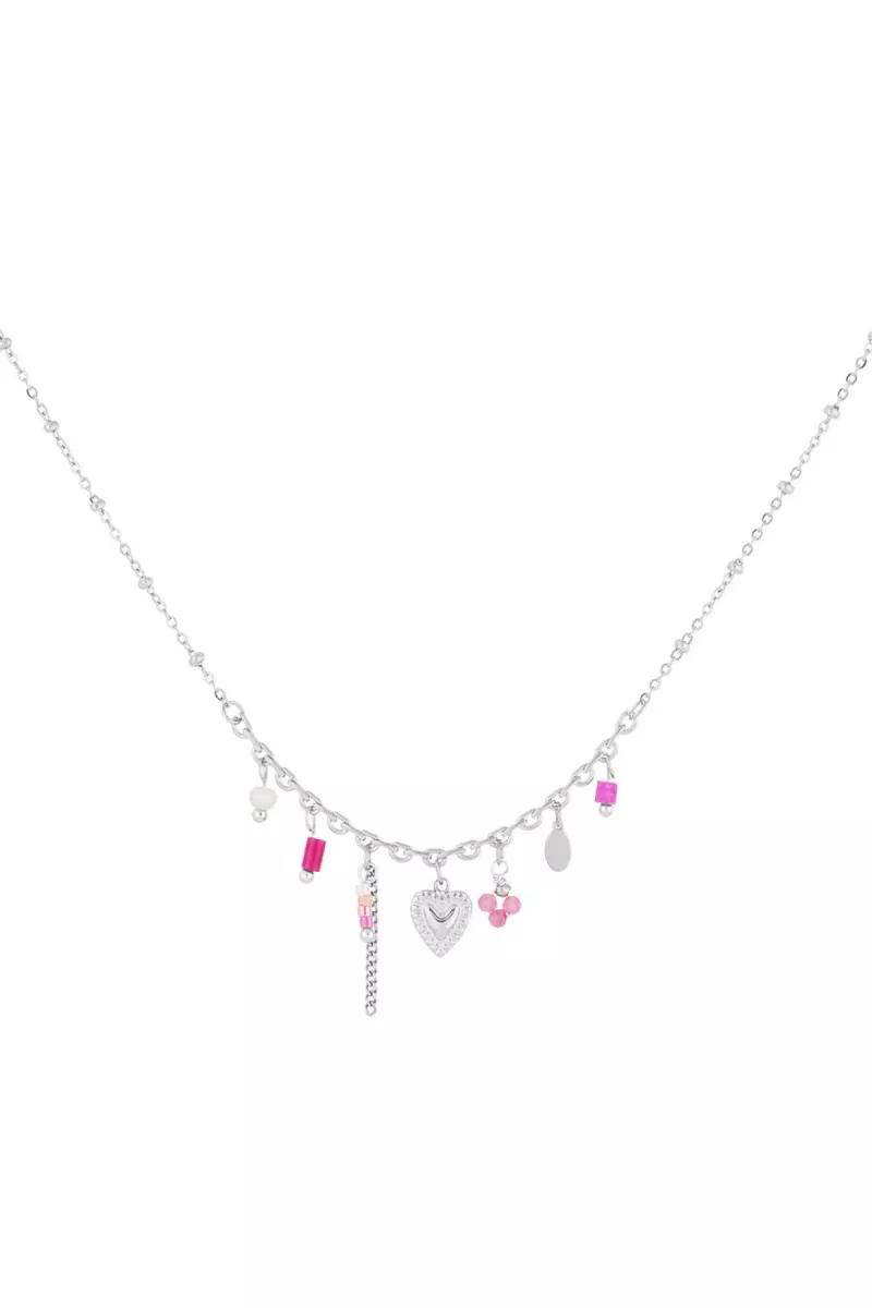 Yehwang Yehwang Pink fiesta ketting | Zilver