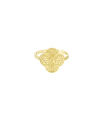 Yehwang Yehwang Klaver ring met structuur | Goud