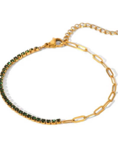 Manoon Manoon Dubbele schakel glitter groen | Goud