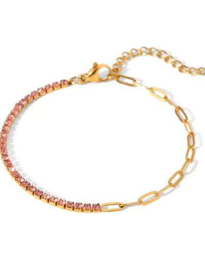 Manoon Manoon Dubbele schakel glitter roze | Goud