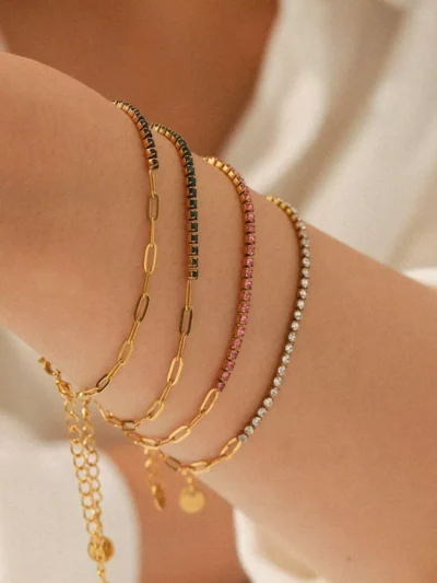 Manoon Manoon Dubbele schakel glitter zwart | Goud