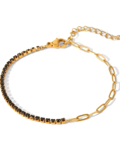 Manoon Manoon Dubbele schakel glitter zwart | Goud