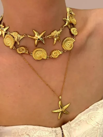 Manoon Manoon Lange zeester ketting | Goud