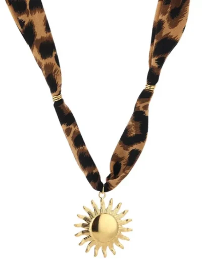 Michelle Michelle ketting stof met hanger zon | Goud