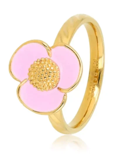 My Bendel My Bendel Bloemen ring met lila Epoxy | Goud