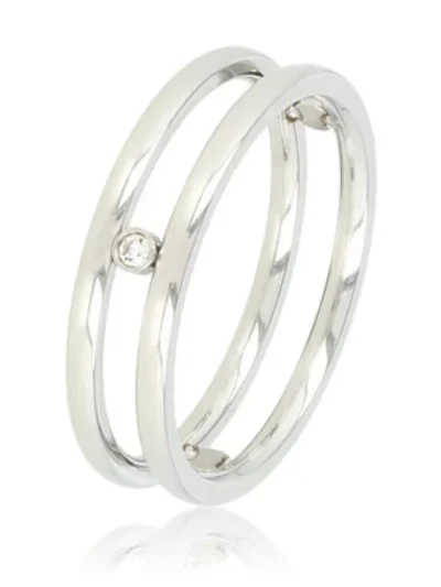 My Bendel My Bendel Dubbele ring zirkonia steen | Zilver