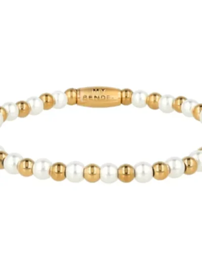 My Bendel My Bendel Elastische Parelarmband | Goud