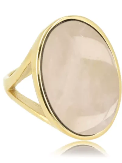 My Bendel My Bendel Grote ring Rose Quartz | Goud