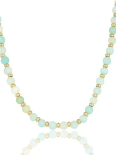 My Bendel My Bendel Ketting met Amazonite kralen | Goud