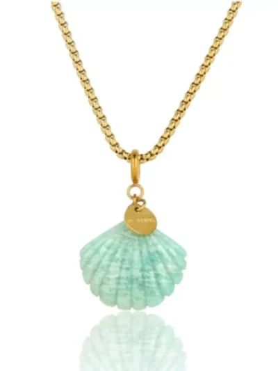 My Bendel My Bendel Ketting met Amazonite schelp | Goud