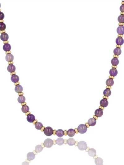 My Bendel My Bendel Ketting met Amethyst kralen | Goud