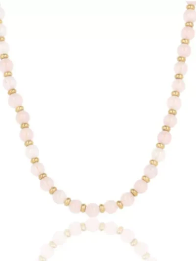 My Bendel My Bendel Ketting met Rose Quartz kralen | Goud