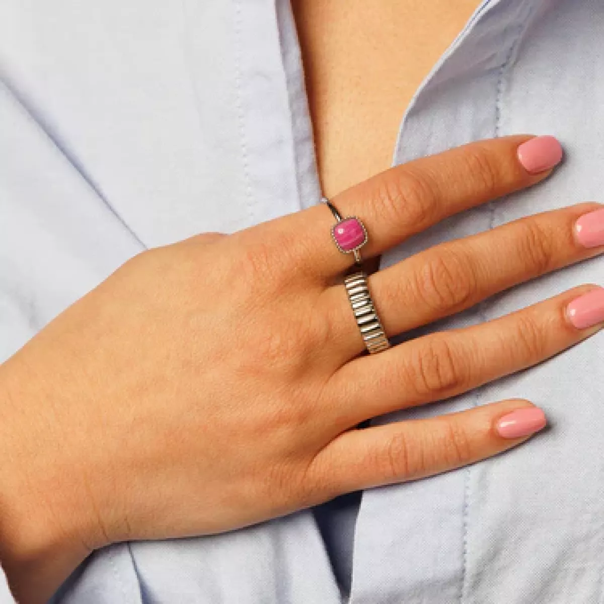 My Bendel Ring met ribbels | Zilver 2 My Bendel My Bendel Ring met ribbels | Zilver