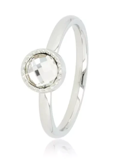 My Bendel My Bendel Ring met witte glassteen | Zilver