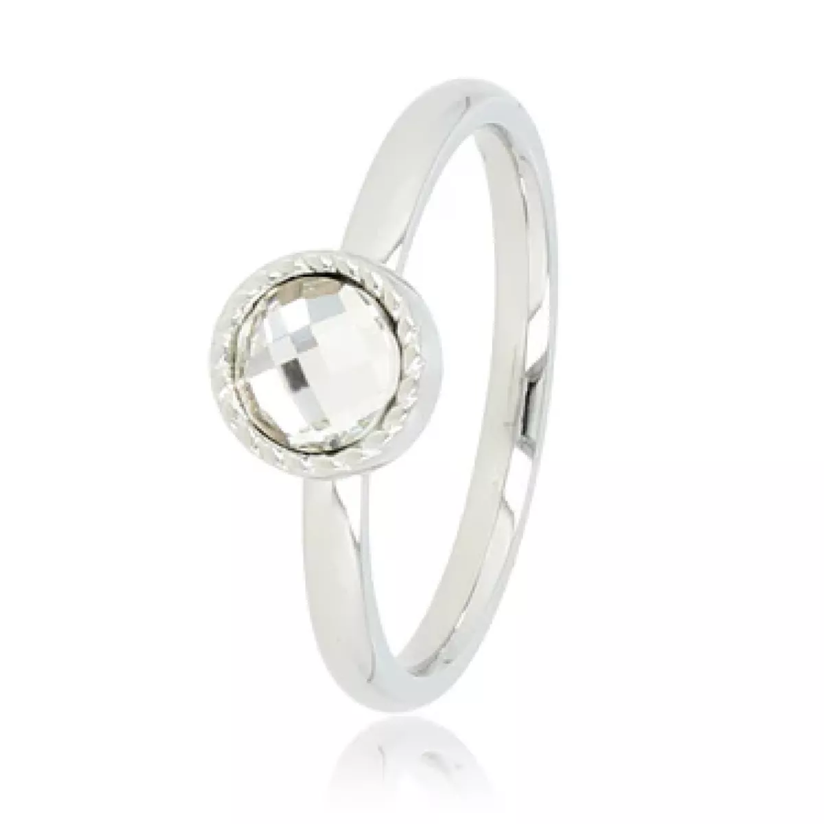 My Bendel Ring met witte glassteen | Zilver 1 My Bendel My Bendel Ring met witte glassteen | Zilver