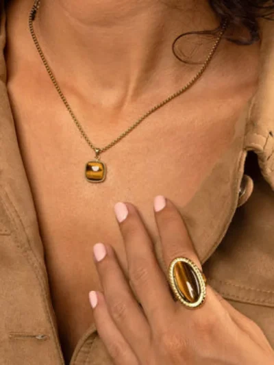 My Bendel My Bendel Tiger eye ketting | Goud