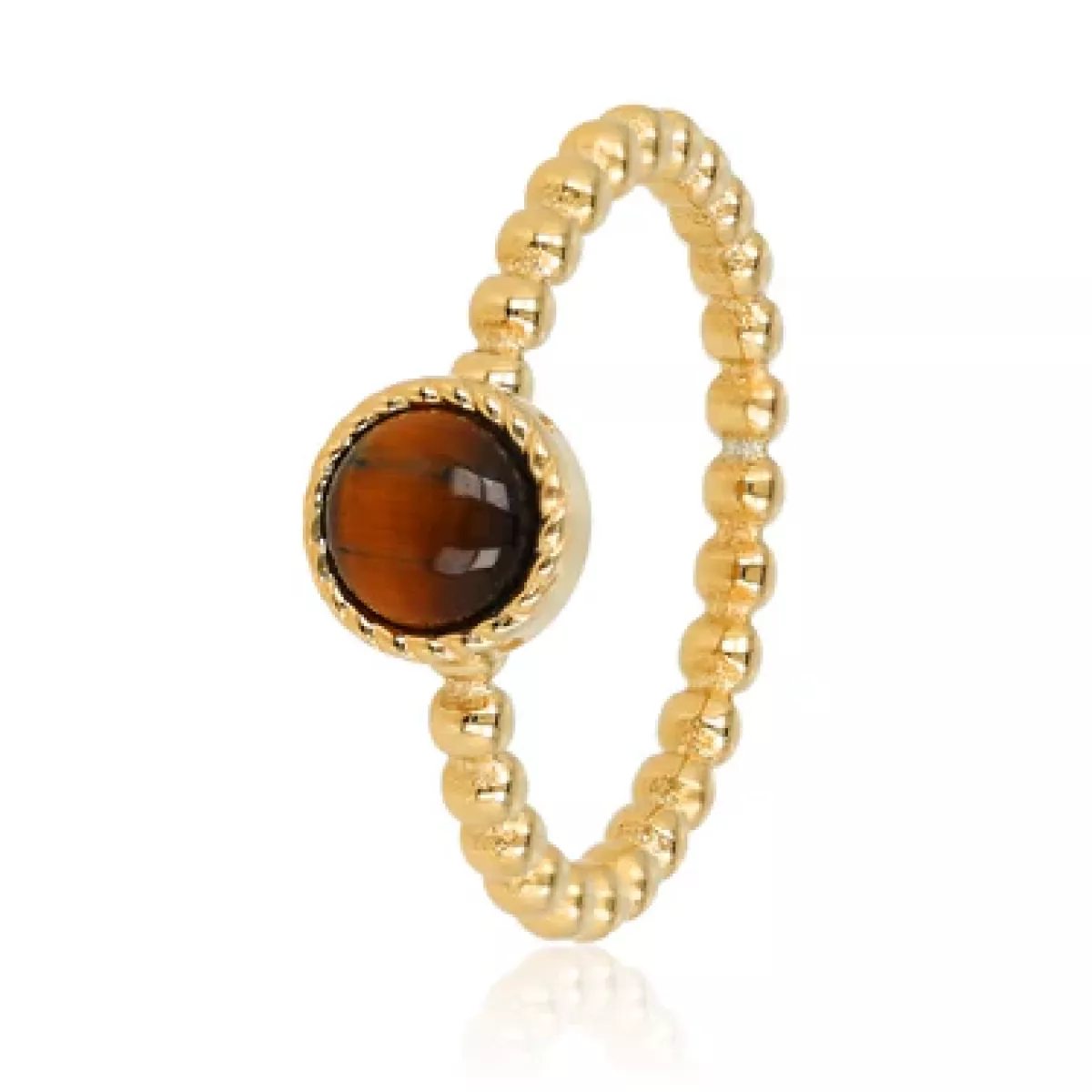 My Bendel Tiger Eye Ring met Bolletjes | Goud 1 My Bendel My Bendel Tiger Eye Ring met Bolletjes | Goud
