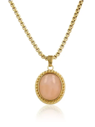My Bendel My Bendel Vintage Ketting Pink Moonstone | Goud