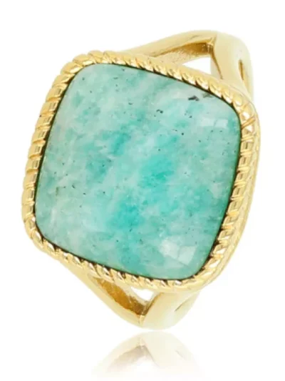 My Bendel My Bendel Zegelring Amazonite edelsteen | Goud