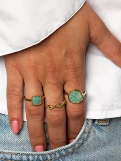 My Bendel My Bendel Zegelring met Amazonite | Goud