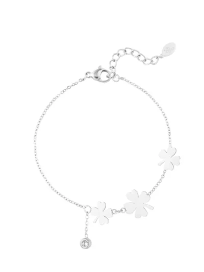 Yehwang Yehwang Armband drie klavers en steen | Zilver