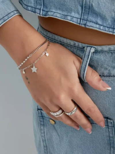 Yehwang Yehwang Dubbele armband shine bright | Zilver