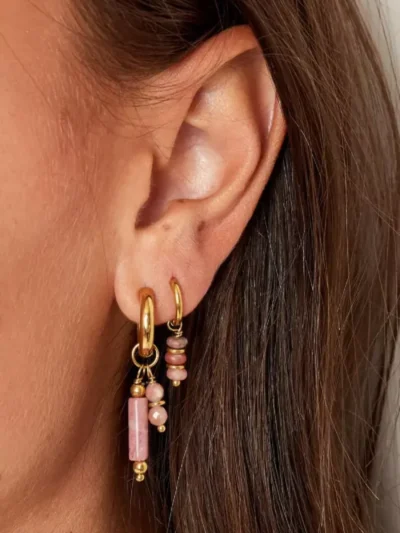 Yehwang Yehwang Oorbellen natuursteen bedels | Goud