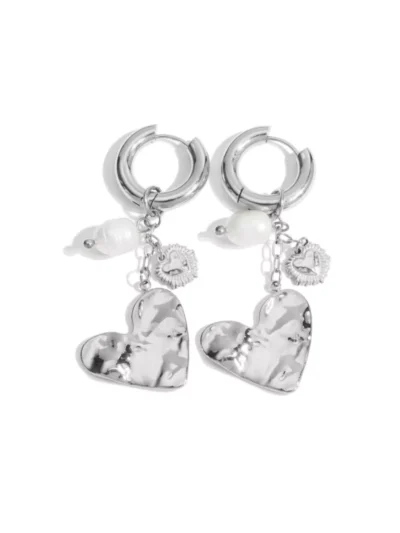 Yehwang Yehwang Oorbellen roestvrijstaal hart | Zilver