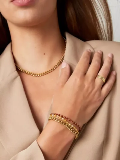 Yehwang Yehwang Ring met sierljke print | Goud