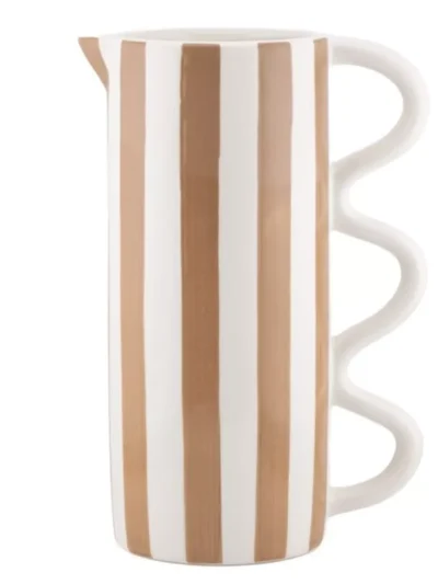 Manoon Manoon Aardewerk jug stripe | Bruin