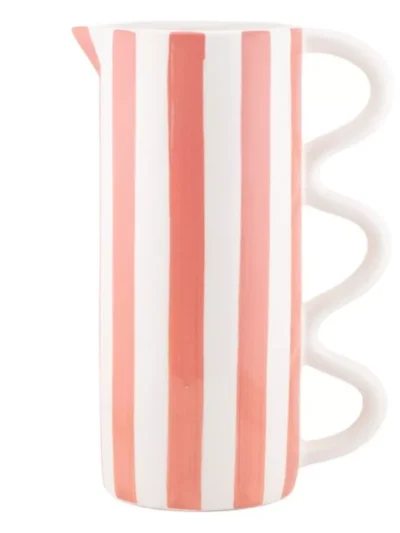 Manoon Manoon Aardewerk jug stripe | Roze
