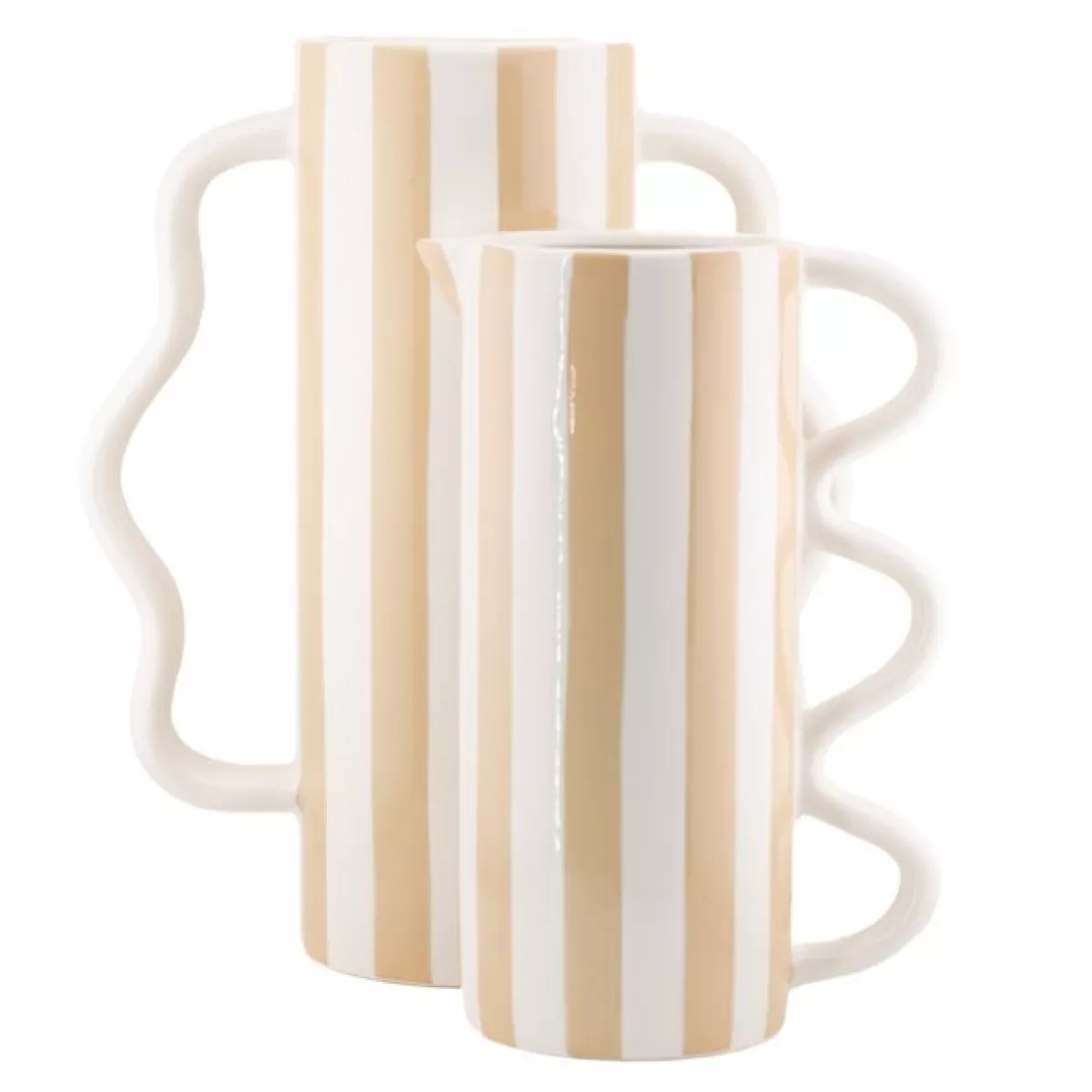 Manoon Aardewerk jug stripe | Wit 2 Manoon Manoon Aardewerk jug stripe | Wit
